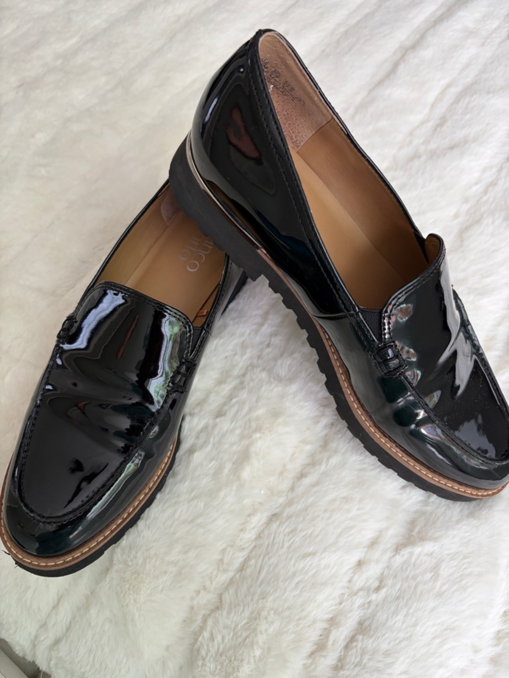 Franco Sarto Black Patent Leather Women’s Penny Loafers